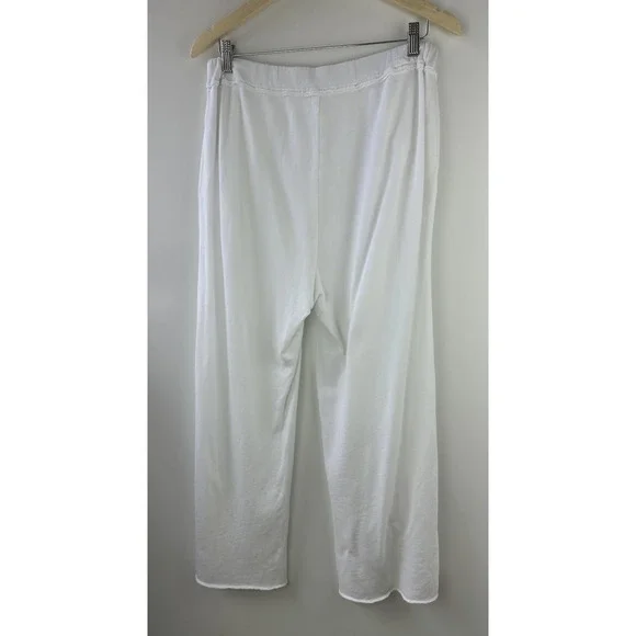 Eileen Fisher Lightweight Organic Cotton Terry Pant Easy Fit Crop Ankle White S - Picture 10 of 14